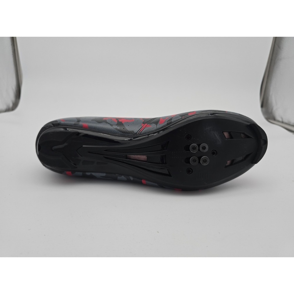 Speed Cycling Shoes Mens Size 13 Black Red Camouflage 3 Cleat Speed Tie Strap - Picture 8 of 10